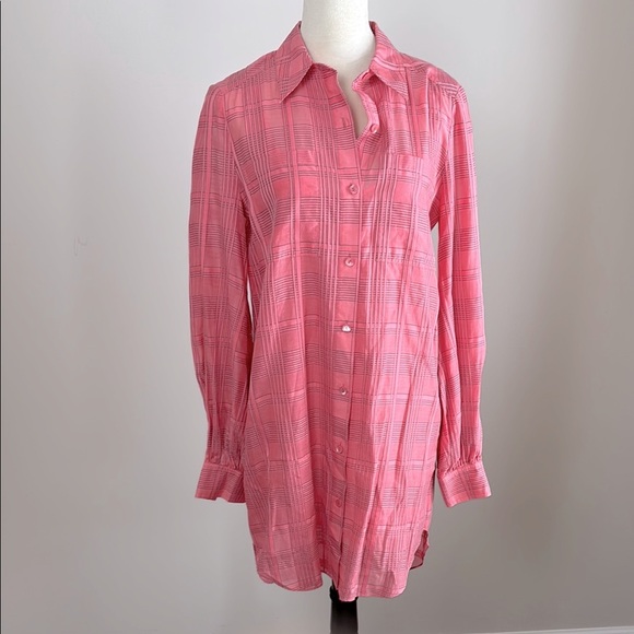 Trina Turk womens Aisling Silk-Blend Mini Dress Long Sleeve Shirtdress Size S - Picture 2 of 14